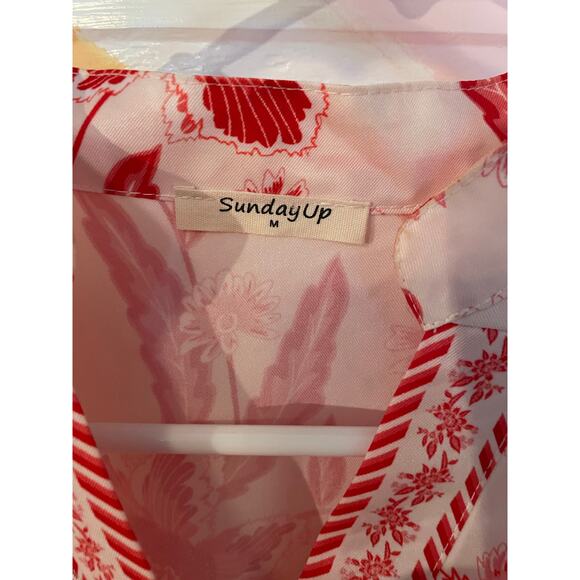 SundayUp Floral Long Sleeve Fit & Flare Mini Dress Women Size M Boho Cottagecore - Picture 9 of 9